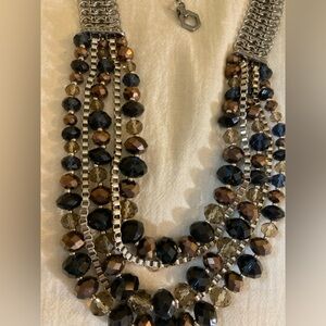 Multi Strands Earth Tone Glass Beads Layered Necklace‎